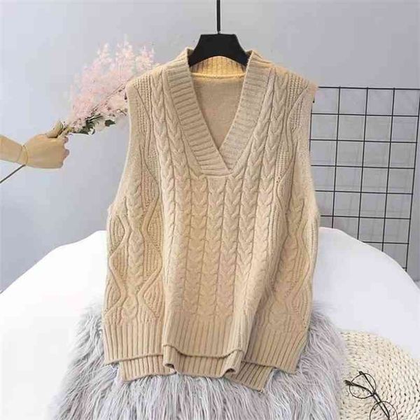 autumn winter vests for women korean style student loose sleeveless coat fashion twist pullovers sweater vest pull femme 210915, Black;white
autumn winter vests for women korean style student loose sleeveless coat fashion twist pullovers sweater vest pull femme 210915, Black;white