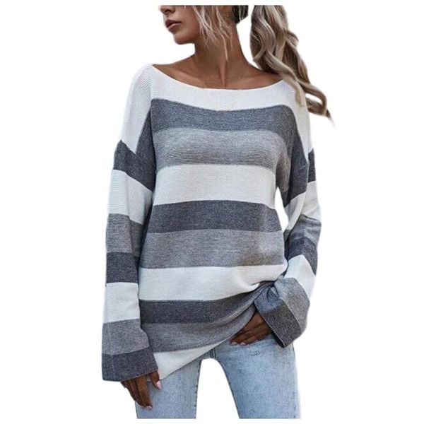 women's sweaters 2021 european american women fall/winter loose round neck multicolor striped sweater long-sleeved knitted pullover #m2, White;black
women's sweaters 2021 european american women fall/winter loose round neck multicolor striped sweater long-sleeved knitted pullover #m2, White;black