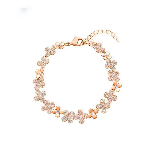 link, chain beautiful modern hand made accessories micro inlaid pink cubic zirconia crystal flower shape adjustable bracelet, Black
link, chain beautiful modern hand made accessories micro inlaid pink cubic zirconia crystal flower shape adjustable bracelet, Black