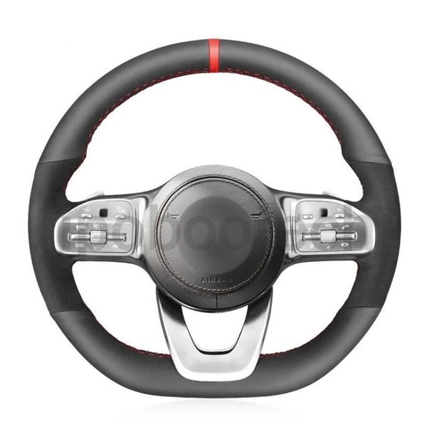steering wheel covers black leather&suede leather red marker hand sewing wrap cover fit for - a-class w177 2021-2021
steering wheel covers black leather&suede leather red marker hand sewing wrap cover fit for - a-class w177 2021-2021