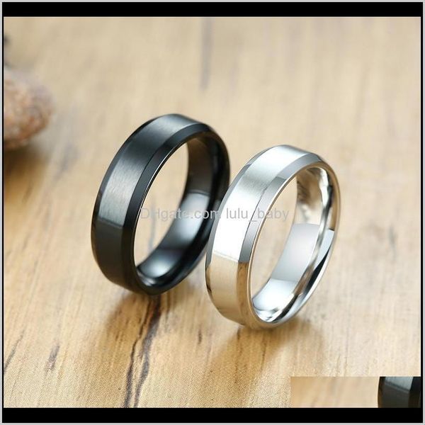 band rings classic matte black sier color stainless steel ring for men women 6mm width promise wedding jewelry gifts drop delivery 2021 3ust, Silver
band rings classic matte black sier color stainless steel ring for men women 6mm width promise wedding jewelry gifts drop delivery 2021 3ust, Silver
