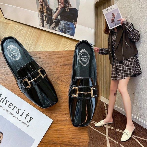 slippers female sandals and large size 34-45 british style no heel lazy baotou half, Black
slippers female sandals and large size 34-45 british style no heel lazy baotou half, Black
