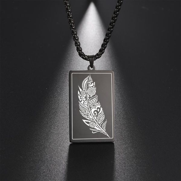 my shape feather plumage print pendant necklace for men women stainless steel fashion jewelry link chain birthday gift necklaces, Silver
my shape feather plumage print pendant necklace for men women stainless steel fashion jewelry link chain birthday gift necklaces, Silver