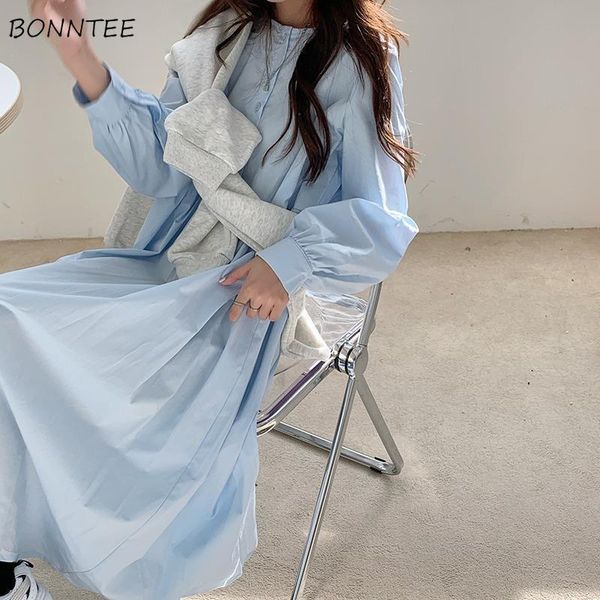 dress womens korean style loose solid o-neck blue elegant fashion daily simple female mid-calf single breasted all-match casual dresses, Black;gray
dress womens korean style loose solid o-neck blue elegant fashion daily simple female mid-calf single breasted all-match casual dresses, Black;gray