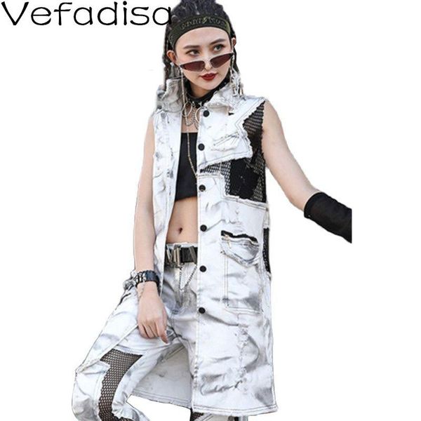 women's vests vefadisa white mesh patchwork denim vest women 2021 summer sleeveless coat fashion print spliced female qyf5833, Black;white
women's vests vefadisa white mesh patchwork denim vest women 2021 summer sleeveless coat fashion print spliced female qyf5833, Black;white