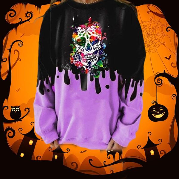 women's hoodies & sweatshirts halloween costume fashion plus size women clothing long sleeve skeleton painted face casual oversized hed, Black
women's hoodies & sweatshirts halloween costume fashion plus size women clothing long sleeve skeleton painted face casual oversized hed, Black