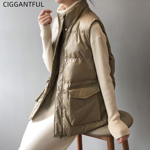 women's vests pu leather cotton waistcoat women 2021 winter style korean sleeveless padded jacket fashion vest coat ladies black outerw, Black;white
women's vests pu leather cotton waistcoat women 2021 winter style korean sleeveless padded jacket fashion vest coat ladies black outerw, Black;white