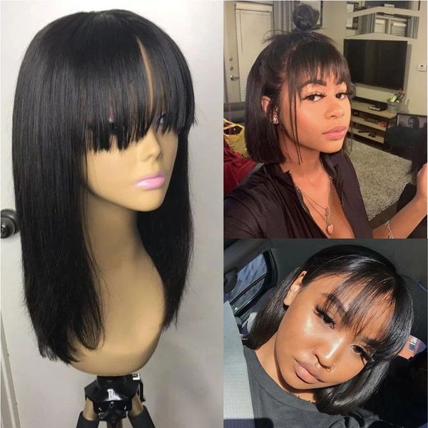 natural hairline straight bob 13x6 transprent lace front human hair wig with bangs 360 frontal remy pre plucked fringe wigs, Black
natural hairline straight bob 13x6 transprent lace front human hair wig with bangs 360 frontal remy pre plucked fringe wigs, Black
