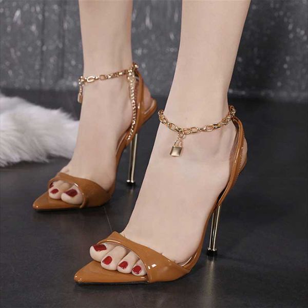 sandals design women summer high heels pointed toe pu and pvc surface metal chain with lock decorate beauty shoes, Black
sandals design women summer high heels pointed toe pu and pvc surface metal chain with lock decorate beauty shoes, Black