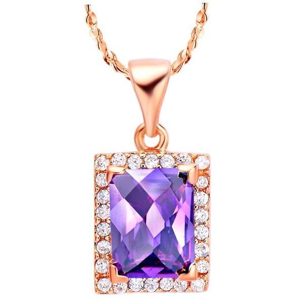 pendant necklaces nice summer style rose plated fashion square shape purple/red crystal necklace for woman love gift, Silver
pendant necklaces nice summer style rose plated fashion square shape purple/red crystal necklace for woman love gift, Silver