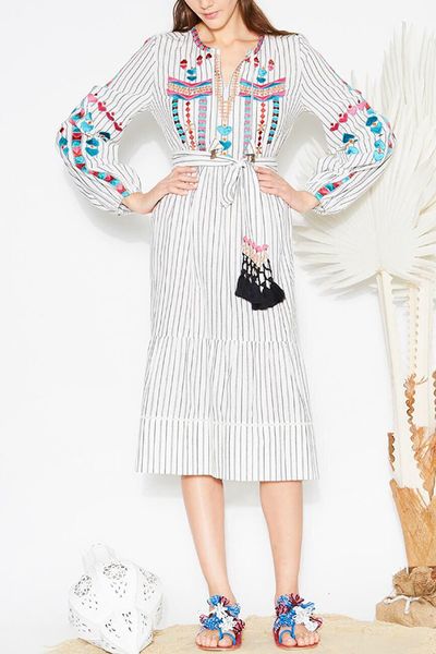 a line white stripe cotton linen ethnic embroidery tassel long sleeve ukraine gypsy boho women es vestidos, Black;gray
a line white stripe cotton linen ethnic embroidery tassel long sleeve ukraine gypsy boho women es vestidos, Black;gray