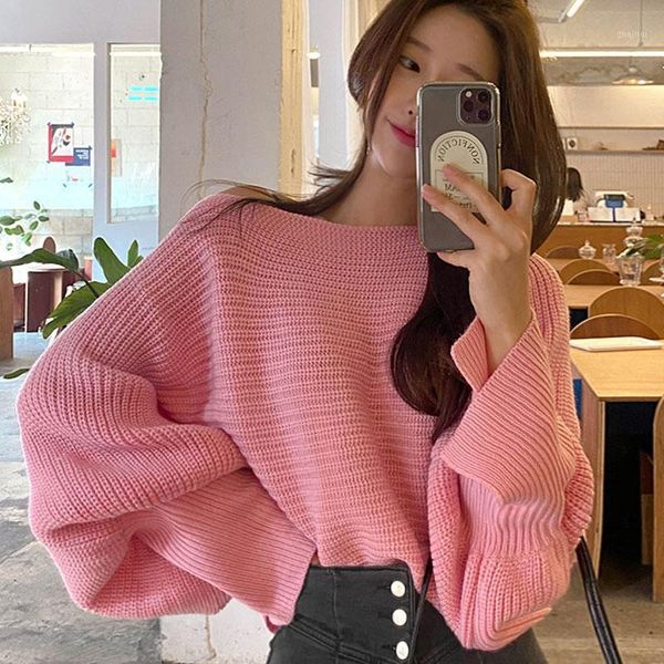 women's sweaters jsxdhk sweet pink slash neck knitted 2021 fashion autumn winter split batwing sleeve girl oversize loose pullovers, White;black
women's sweaters jsxdhk sweet pink slash neck knitted 2021 fashion autumn winter split batwing sleeve girl oversize loose pullovers, White;black