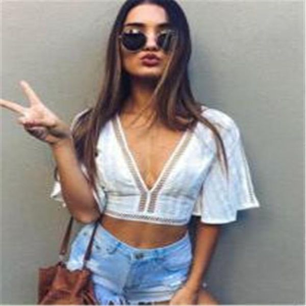 women's blouses & shirts fashion womens long sleeve loose blouse lady casual shirt summer chiffon v neck shortsleeve bare midriff, White
women's blouses & shirts fashion womens long sleeve loose blouse lady casual shirt summer chiffon v neck shortsleeve bare midriff, White