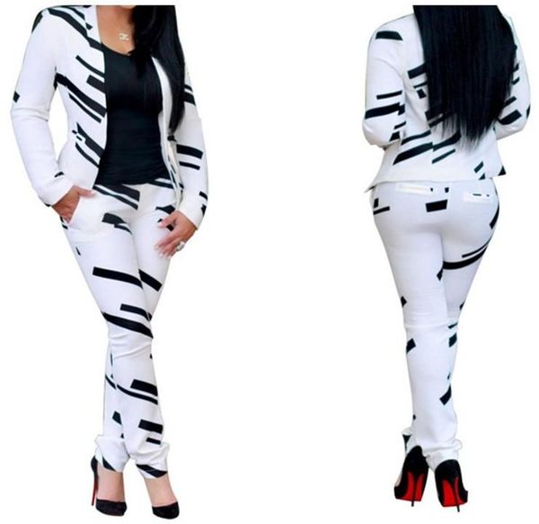 women's two piece pants women 's fashion black & white striped print shoulder jacket + - set
women's two piece pants women 's fashion black & white striped print shoulder jacket + - set