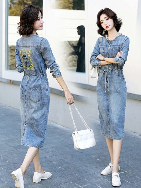 casual dresses dress long sleeve denim women's spring and autumn temperament slim waist skirt hpd9, Black;gray
casual dresses dress long sleeve denim women's spring and autumn temperament slim waist skirt hpd9, Black;gray