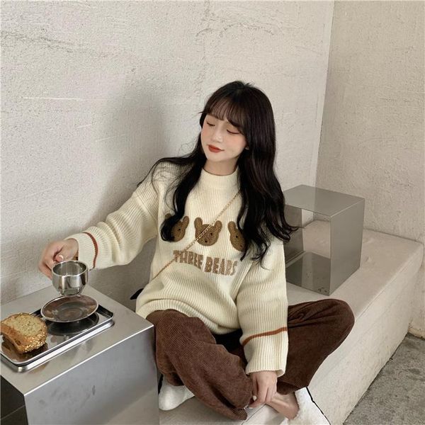 women's sweaters real s korean retro three bears loose and lazy style, White;black
women's sweaters real s korean retro three bears loose and lazy style, White;black