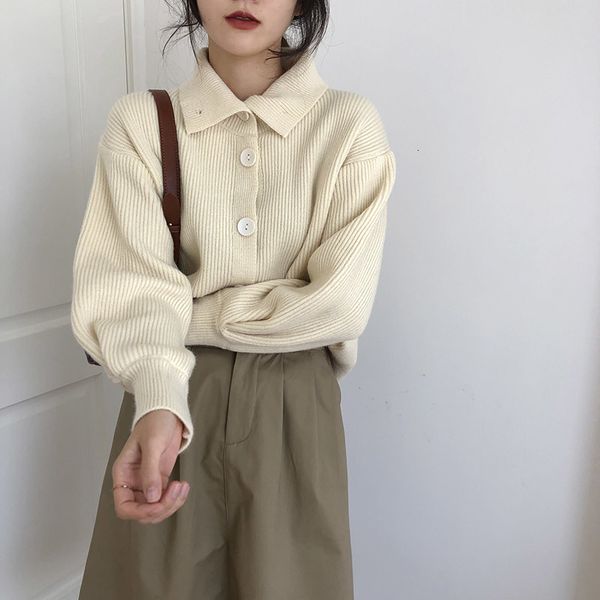 women's sweaters coarse yarn vintage striped cardigan women korean puff sleeve turn down collar knitted elegant lazy soft sweater 90me, White;black
women's sweaters coarse yarn vintage striped cardigan women korean puff sleeve turn down collar knitted elegant lazy soft sweater 90me, White;black