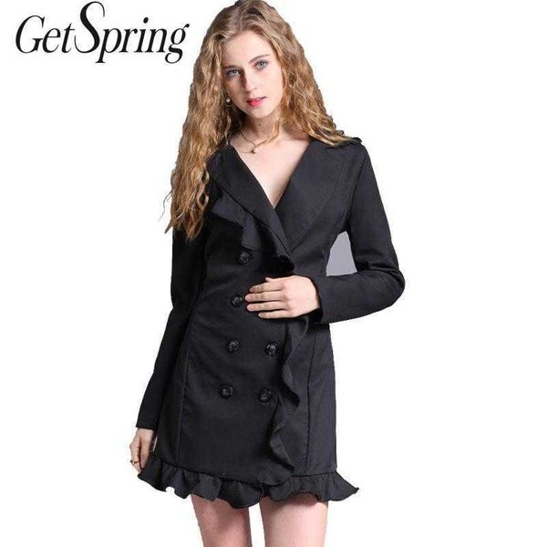 getspring autumn women blazer formal jackets flounced slim suit double breasted jacket 210601, White;black
getspring autumn women blazer formal jackets flounced slim suit double breasted jacket 210601, White;black