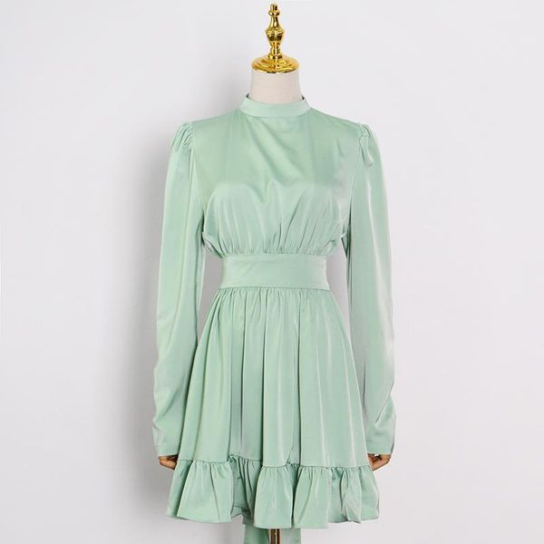 casual dresses green lace up bowknot dress for women stand collar long sleeve high waist hollow out mini female, Black;gray
casual dresses green lace up bowknot dress for women stand collar long sleeve high waist hollow out mini female, Black;gray