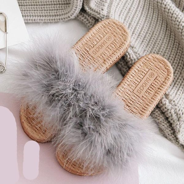 slippers women's wool flip flops autumn platform-bottomed mane open toe sandals beach walk shoes elegant flat, Black 
slippers women's wool flip flops autumn platform-bottomed mane open toe sandals beach walk shoes elegant flat, Black