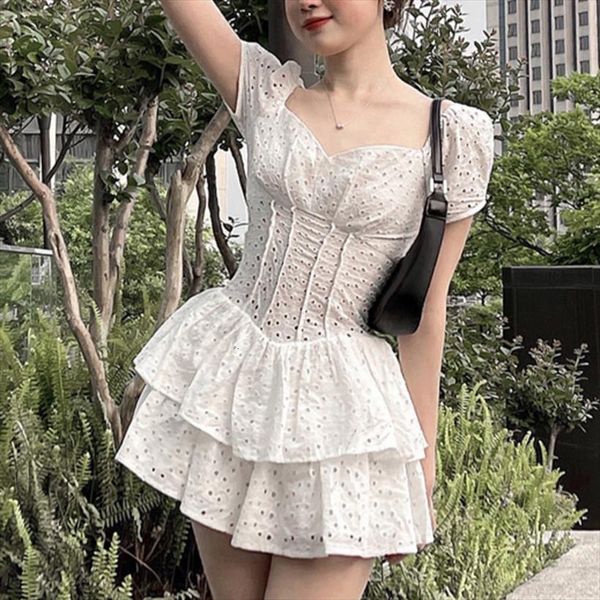 white patchwork ruffles lace womens dress hollow out square neck short puff sleeve slim fit fashion tide summer vestidos, Black;gray
white patchwork ruffles lace womens dress hollow out square neck short puff sleeve slim fit fashion tide summer vestidos, Black;gray