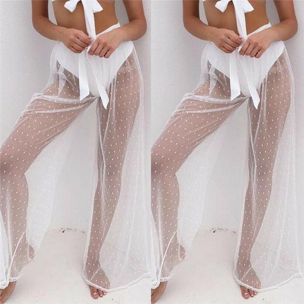 women's swimwear women see through cover-up beach mesh sheer wide leg pants high waist bikini cover up long 5wsu, White;black
women's swimwear women see through cover-up beach mesh sheer wide leg pants high waist bikini cover up long 5wsu, White;black