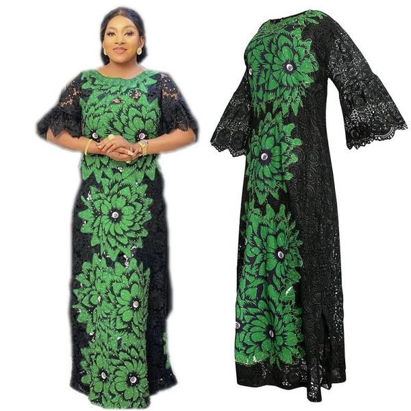 party dresses african women's evening maxi elegant lace knitting half flared sleeves gown dinner bazin long robe, White;black
party dresses african women's evening maxi elegant lace knitting half flared sleeves gown dinner bazin long robe, White;black