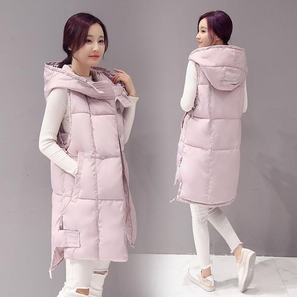 women's vests 2021 winter long mianfu hooded down cotton vest coat color all-match thickening fashion veste femme womens outerwear, Black;white
women's vests 2021 winter long mianfu hooded down cotton vest coat color all-match thickening fashion veste femme womens outerwear, Black;white