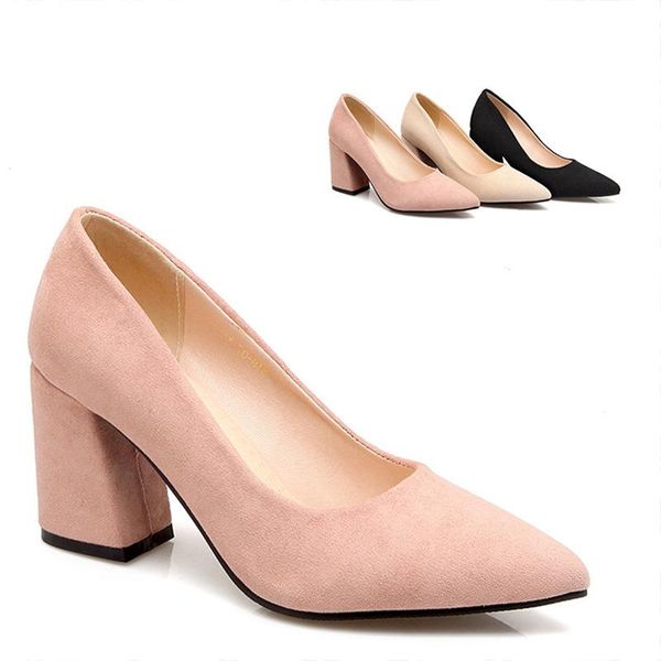 dress shoes thick high heels women pumps pointed toe work shoe slip on spring footwear big size heel single, Black
dress shoes thick high heels women pumps pointed toe work shoe slip on spring footwear big size heel single, Black
