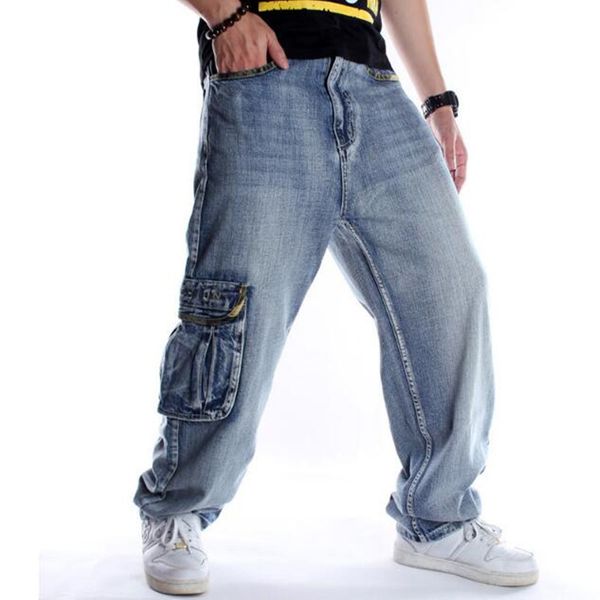 men's jeans hip hop loose jeans, large size 46, with pockets, punk style, skateboarding, Blue
men's jeans hip hop loose jeans, large size 46, with pockets, punk style, skateboarding, Blue