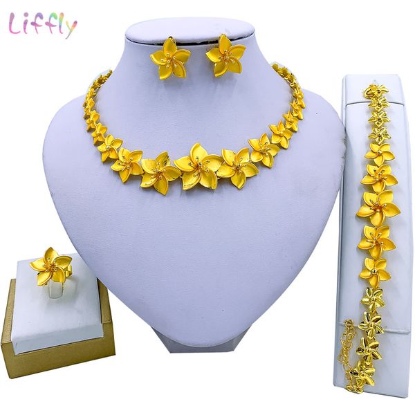jewelry sets liffly dubai fashion elegant women flower necklace bracelet party gold earrings ring luxury, Black
jewelry sets liffly dubai fashion elegant women flower necklace bracelet party gold earrings ring luxury, Black