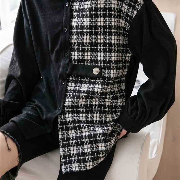 women's two piece pants autumn long sleeve shirt women plaid patchwork black button up collar casual korean blouse clothi ku06, White
women's two piece pants autumn long sleeve shirt women plaid patchwork black button up collar casual korean blouse clothi ku06, White