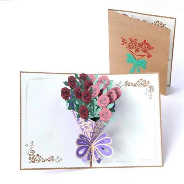 greeting cards 3d love card valentine christmas birthday qedding rose d2g1