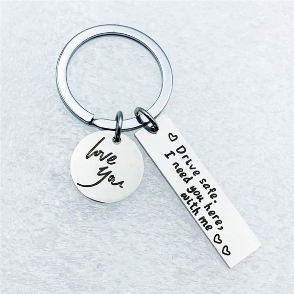 keychains drive safe i need you here with me stainless steel car key chain letter pendant ring round love driving keychain, Silver
keychains drive safe i need you here with me stainless steel car key chain letter pendant ring round love driving keychain, Silver