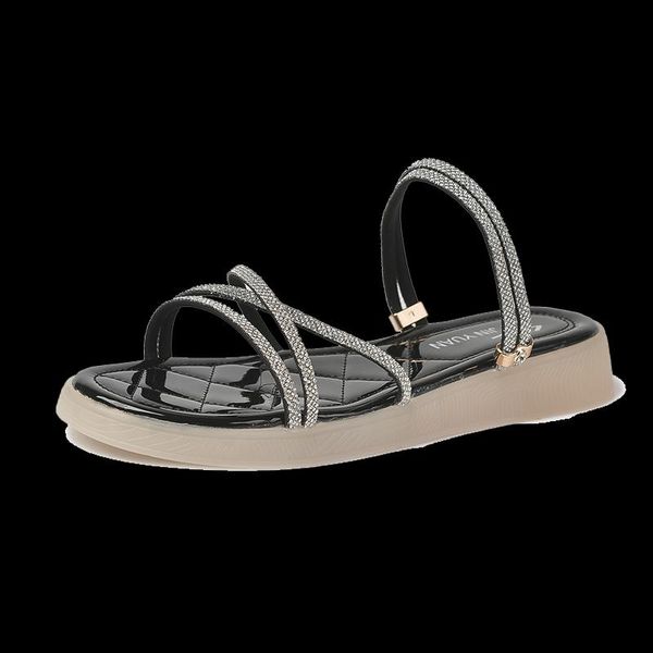 sandals fashion open-toe women's solid color all-match rhinestone decoration elegant simple flat-bottom casual, Black
sandals fashion open-toe women's solid color all-match rhinestone decoration elegant simple flat-bottom casual, Black