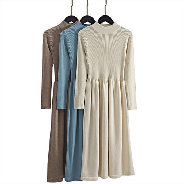 office long knit sweater thick women dress warm turtleneck pleated a line fall winter pullover mid calf midi, Black;gray
office long knit sweater thick women dress warm turtleneck pleated a line fall winter pullover mid calf midi, Black;gray