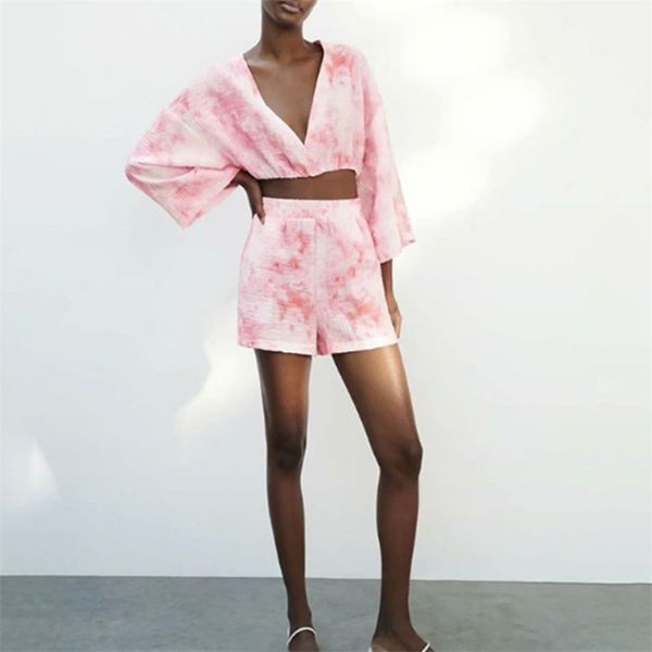 women summer fashion tie dye suits 2-piece sets short blouses and shorts female elegant casual two-pieces clothes 210513, White
women summer fashion tie dye suits 2-piece sets short blouses and shorts female elegant casual two-pieces clothes 210513, White