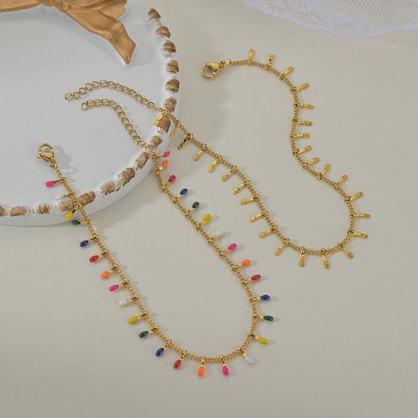 charm bracelets bohemian stainless steel gold chain for women girls small colorful enamel tassel bracelet on hand pulseras mujer, Golden;silver
charm bracelets bohemian stainless steel gold chain for women girls small colorful enamel tassel bracelet on hand pulseras mujer, Golden;silver