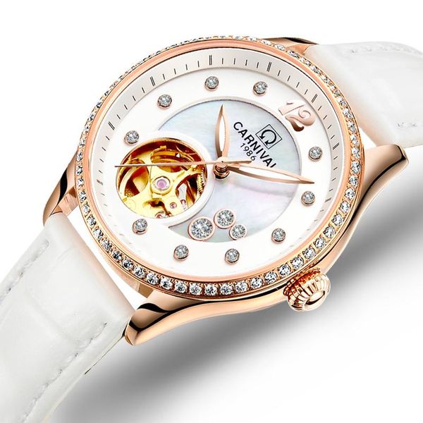 wristwatches women watches carnival watch automatic mechanical wrist sapphire waterproof relogio feminino c0682-2, Slivery;brown
wristwatches women watches carnival watch automatic mechanical wrist sapphire waterproof relogio feminino c0682-2, Slivery;brown