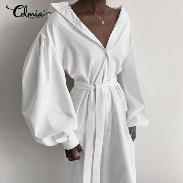 casual dresses fashion lantern sleeve midi women celmia 2021 trun down collar shirt vestidos loose buttons waisted robe, Black;gray
casual dresses fashion lantern sleeve midi women celmia 2021 trun down collar shirt vestidos loose buttons waisted robe, Black;gray