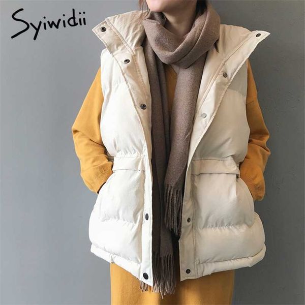 syiwidii women fall winter black vest jacket sleeveless coat vintage warm parka outwear female casual beige streetwear 211215, Black;white
syiwidii women fall winter black vest jacket sleeveless coat vintage warm parka outwear female casual beige streetwear 211215, Black;white