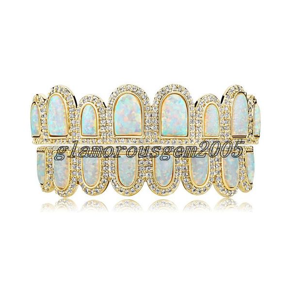 hip hop iced out zircon teeth grillz natural opal gem stone braces real gold plated tooth grills, Black
hip hop iced out zircon teeth grillz natural opal gem stone braces real gold plated tooth grills, Black