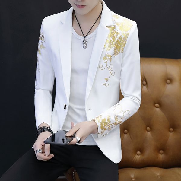 stamping printing suit male personality slim trend spring and autumn handsome youth, White;black
stamping printing suit male personality slim trend spring and autumn handsome youth, White;black