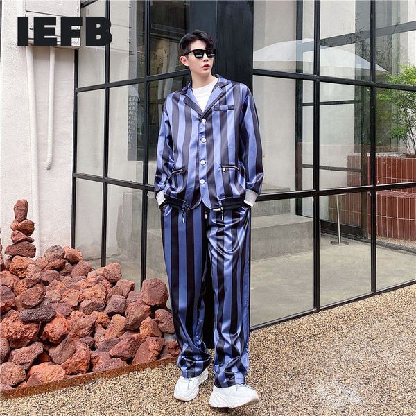 iefb spring men's stripe sports causal two piece suit notched collar single breasted + wide leg sweatpants set 210524, Gray
iefb spring men's stripe sports causal two piece suit notched collar single breasted + wide leg sweatpants set 210524, Gray