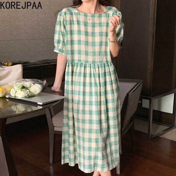 korejpaa women dress summer korean chic ladies fresh sweet green paid square collar loose casual puff sleeve vestidos 210526, Black;gray
korejpaa women dress summer korean chic ladies fresh sweet green paid square collar loose casual puff sleeve vestidos 210526, Black;gray