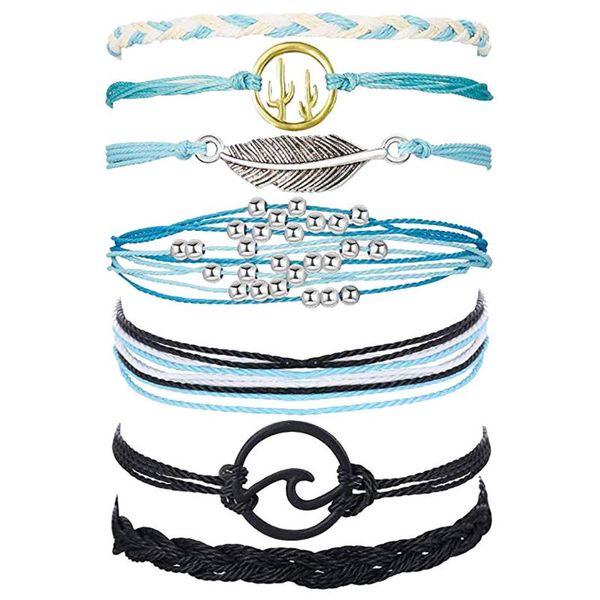link, chain daigelo 7pc diy bracelet sets for women wave strand set waterproof wax string rope beach surfer hand made jewelry, Black
link, chain daigelo 7pc diy bracelet sets for women wave strand set waterproof wax string rope beach surfer hand made jewelry, Black