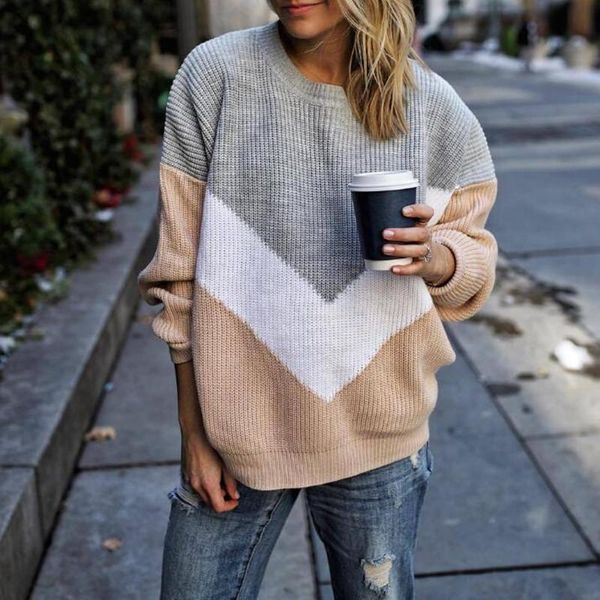 loose long sleeve sweater women o-neck knitted jumpers fall winter fashion color block casual pullovers women's sweaters, White;black
loose long sleeve sweater women o-neck knitted jumpers fall winter fashion color block casual pullovers women's sweaters, White;black