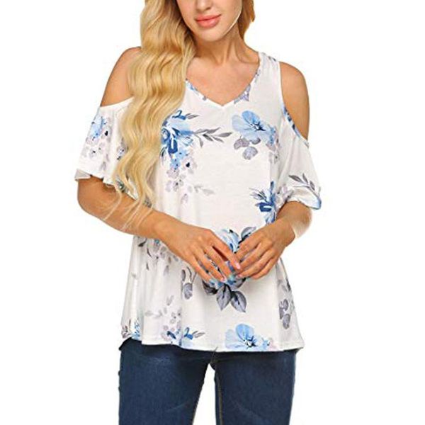 women's blouses & shirts 40# off shoulder floral print blouse women vintage short sleeve v neck loose casual elegant 2021, White
women's blouses & shirts 40# off shoulder floral print blouse women vintage short sleeve v neck loose casual elegant 2021, White