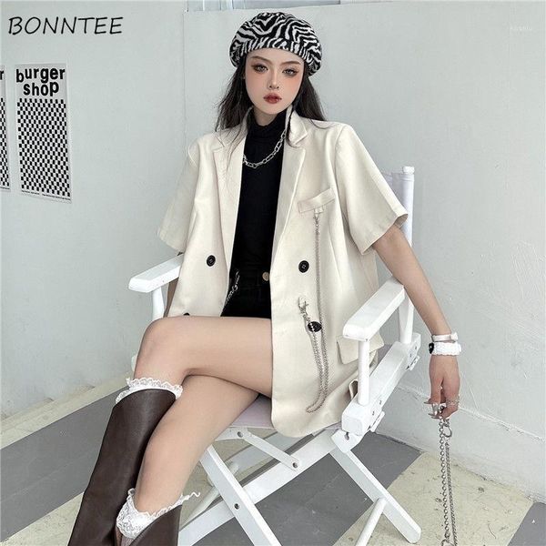 women's suits & blazers women chain summer cool korean simple short sleeve loose outwear fashion all-match casual streetwear mujer desi, White;black
women's suits & blazers women chain summer cool korean simple short sleeve loose outwear fashion all-match casual streetwear mujer desi, White;black