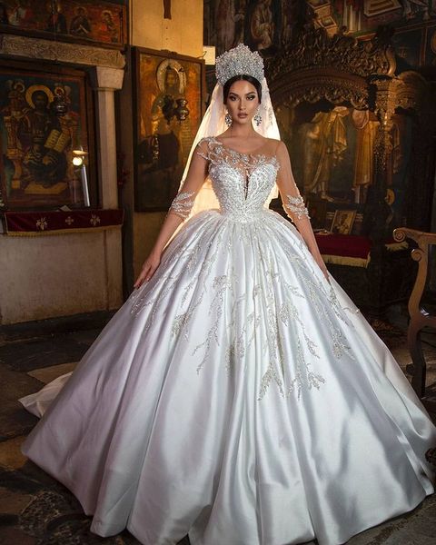 2021 plus size arabic aso ebi luxurious beaded sequins wedding gowns sheer neck ball gown tulle satin bridal dresses zj224, White
2021 plus size arabic aso ebi luxurious beaded sequins wedding gowns sheer neck ball gown tulle satin bridal dresses zj224, White